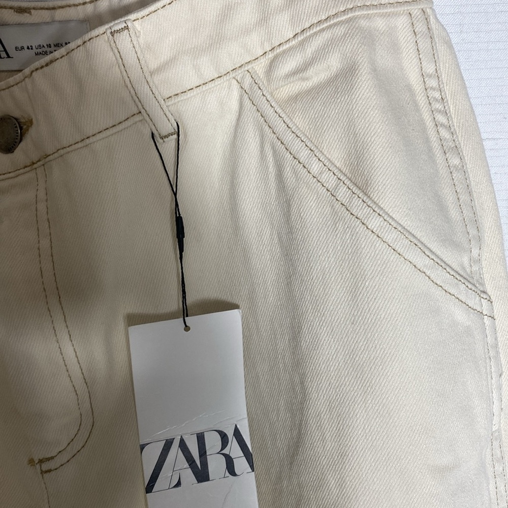 Zara Slim Fit/Flared Leg/High Waist Denim Size 42 USA 10 - Picture 6 of 12